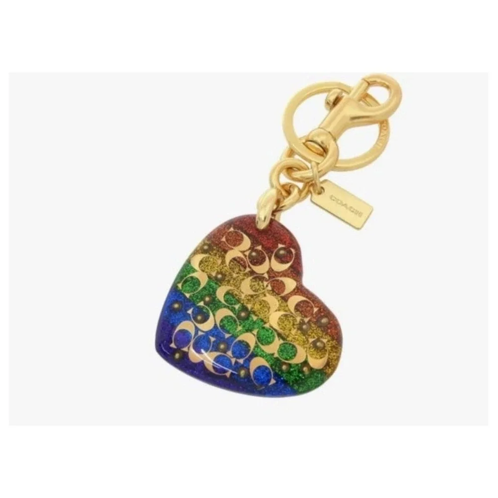 Coach Heart Rainbow Coin Purse NEW
